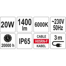  YATO Reflector LED cu trepied 20W, 1400lm..